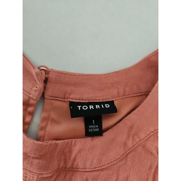 Torrid Blush Pink Goddess Natural Woven Tiered Mini Dress Sz 1 US 14 Pockets - Picture 8 of 9